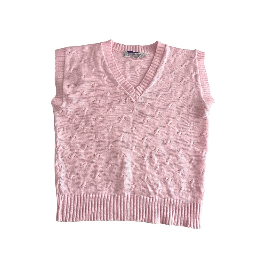 Women's Vintage Honors Pink Sweater Vest Sz M 80s Made In USA Preppy‎ Academia - Picture 3 of 11